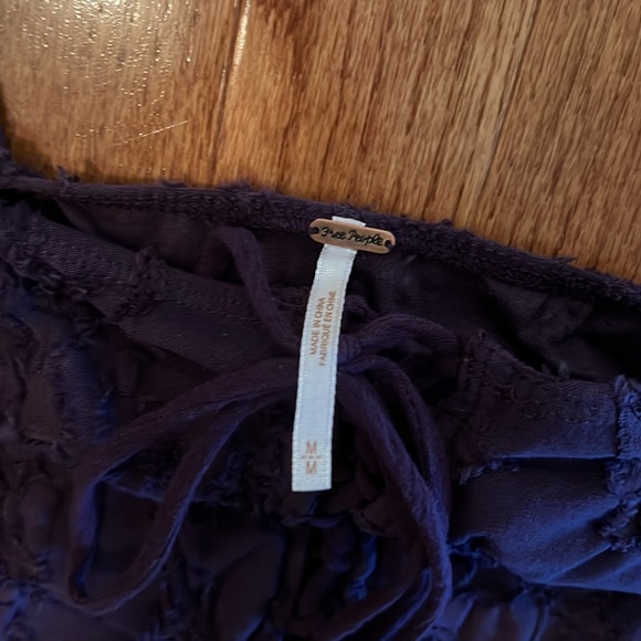 Free People Purple Off The Shoulder Lace Up Baby Doll Blouse Women’s Size Medium - Picture 2 of 7